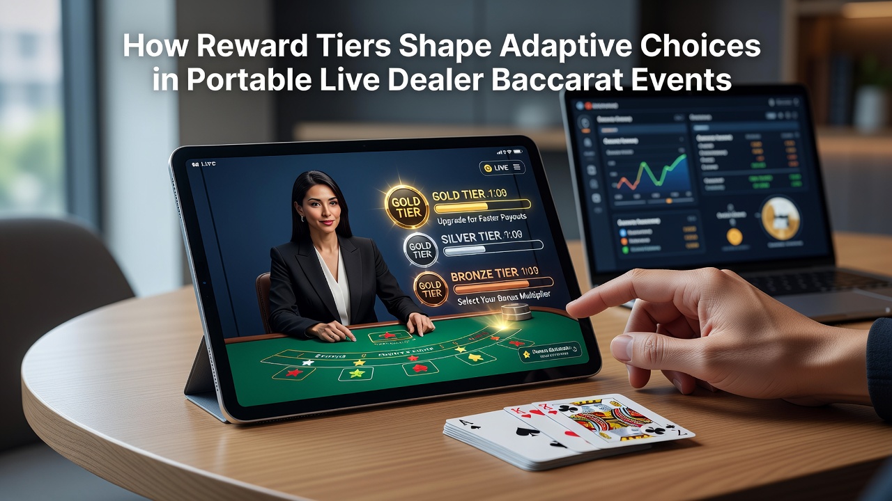 Mobile Live-Dealer-Baccarat-Session mit gestaffelten Belohnungsstufen auf einem Smartphone-Display