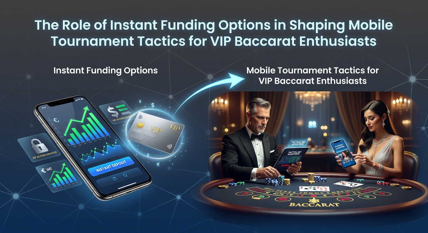 Illustration zu Instant-Funding-Optionen und deren Einfluss auf mobile Baccarat-Turnierstrategien für VIP-Spieler
